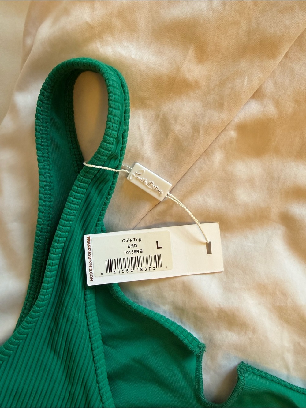 Frankie's Bikinis Emerald Ribbed Tank Top NWT - Picture 3 of 6